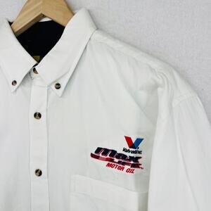 VALVOLINE Shirt Mens L MAX LIFE MOTOR OIL Employee Uniform Cotton White NEW